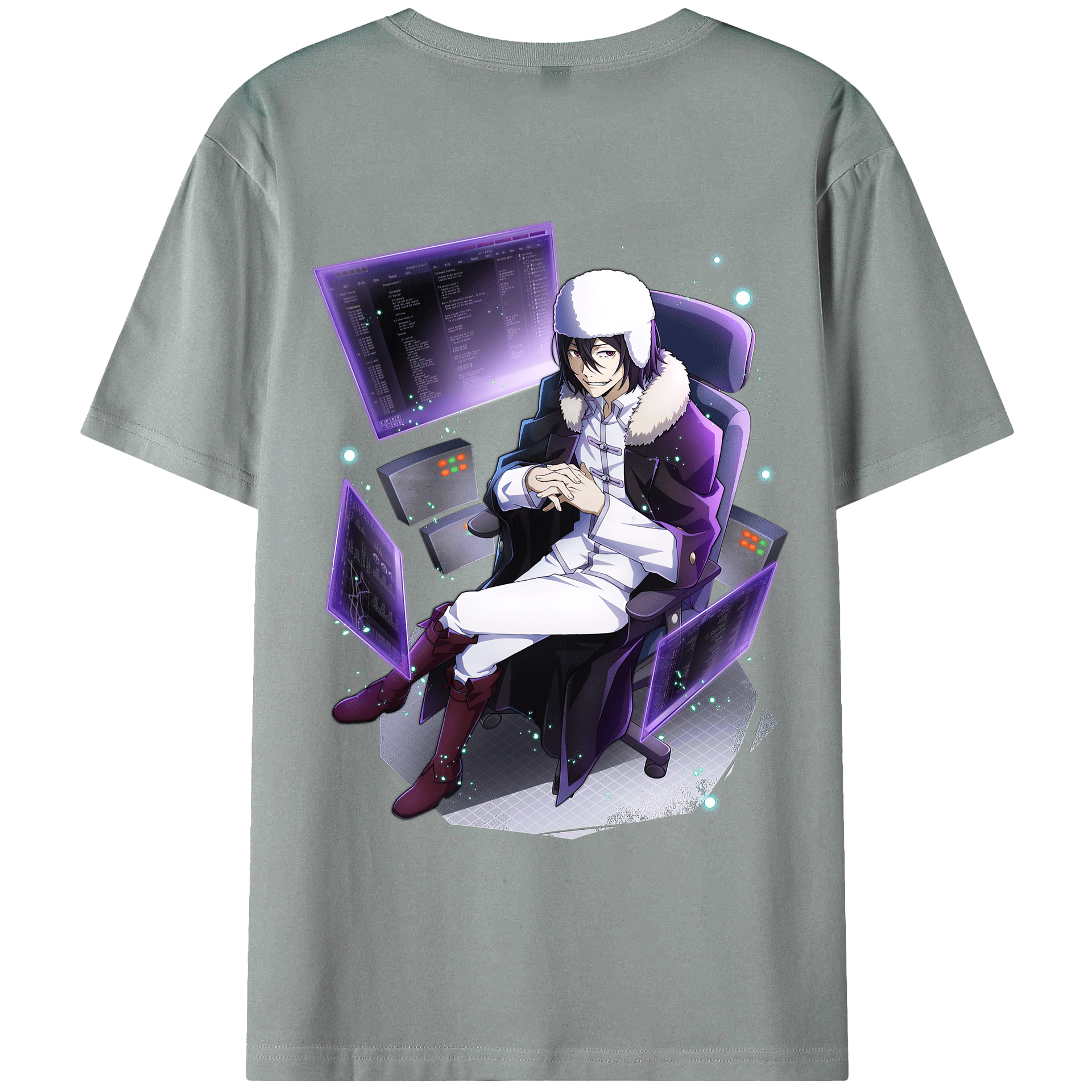 （画像用） 文豪ストレイドッグス Bungo Stray Dogs 綿100％ メンズ半袖Tシャツ（バックプリント） 通気性